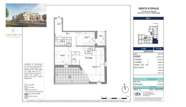 Appartement T3 à vendre - 3 pièces - 70.2 m2 - CUCQ - 62 - NORD-PAS-DE-CALAIS - Century 21 Prestige Et Patrimoine
