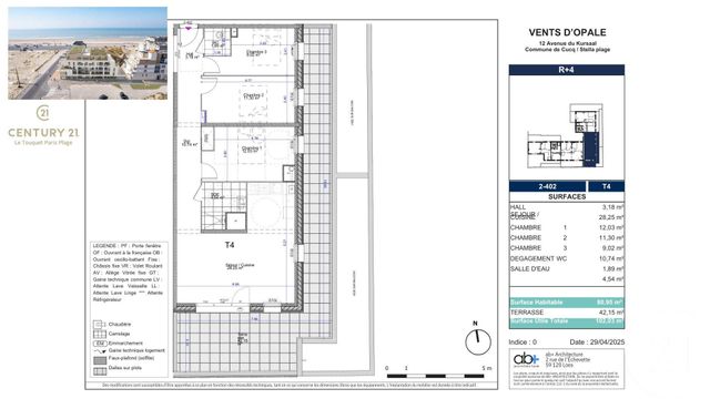 Appartement F4 à vendre - 4 pièces - 80.95 m2 - CUCQ - 62 - NORD-PAS-DE-CALAIS - Century 21 Prestige Et Patrimoine