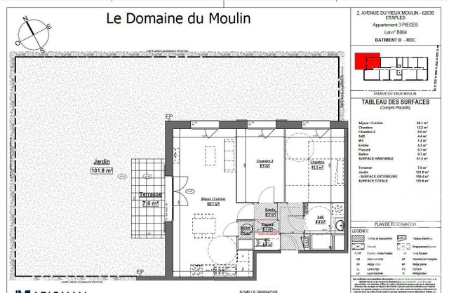 Appartement F3 à vendre - 3 pièces - 66.3 m2 - ETAPLES - 62 - NORD-PAS-DE-CALAIS - Century 21 Prestige Et Patrimoine