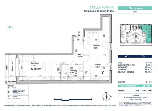 Appartement T3 à vendre - 3 pièces - 54.83 m2 - CUCQ - 62 - NORD-PAS-DE-CALAIS - Century 21 Prestige Et Patrimoine