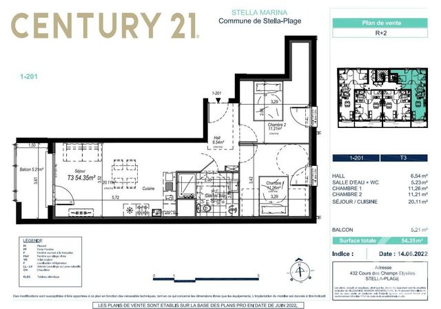 Afficher la photo en grand Appartement T3 à vendre - 3 pièces - 54.35 m2 - CUCQ - 62 - NORD-PAS-DE-CALAIS - Century 21 Prestige Et Patrimoine